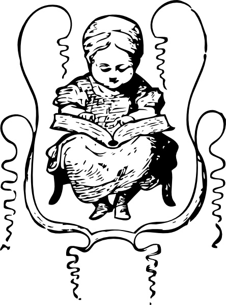 Little Girl Reading clip art