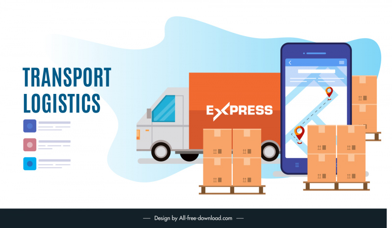 logistics transportation advertising banner truck smartphone freight sketch 