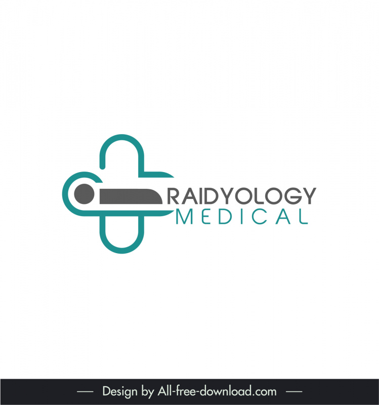 logo 2 in 1 raidyology center medical lab logotype flat medical cross patient sketch geometric design 