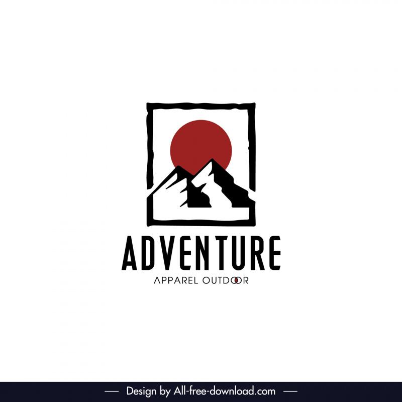 logo adventure apparel outdoor template retro mountain sun frame