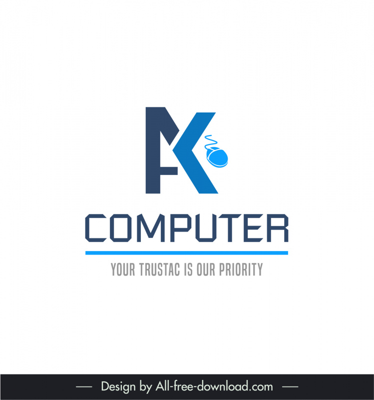 logo ak computer template flat modern stylized text mouse sketch