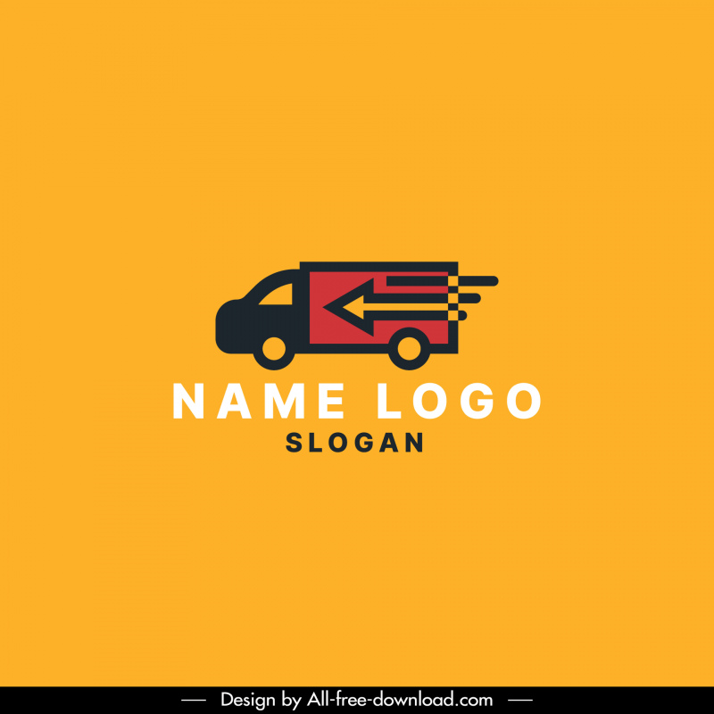 logo courier sign icon flat truck outline