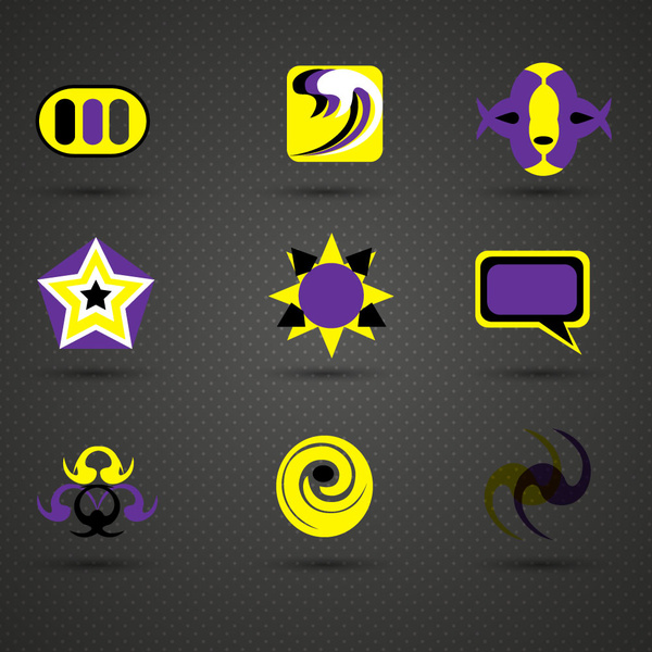 logo design elements design in yellow and violet