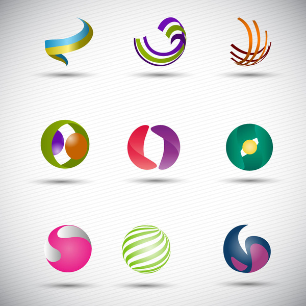 logo design elements in 3d abstract spheres shapes 