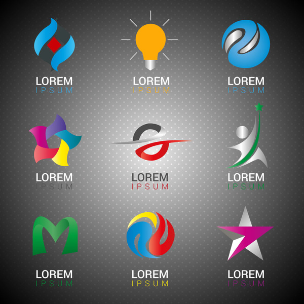 logo design elements in abstract icons illustration