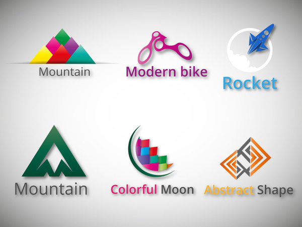 logo design elements in various abstract shapes 