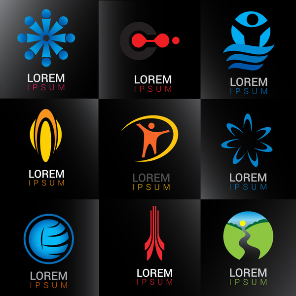 logo design elements vector illustration on dark background