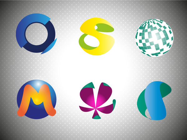 logo design elements with abstract spheres illustration