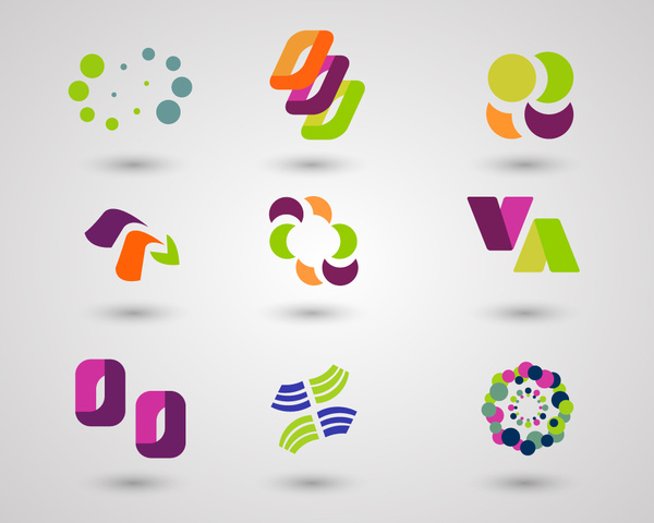 logo design elements with colorful shaped illustration
