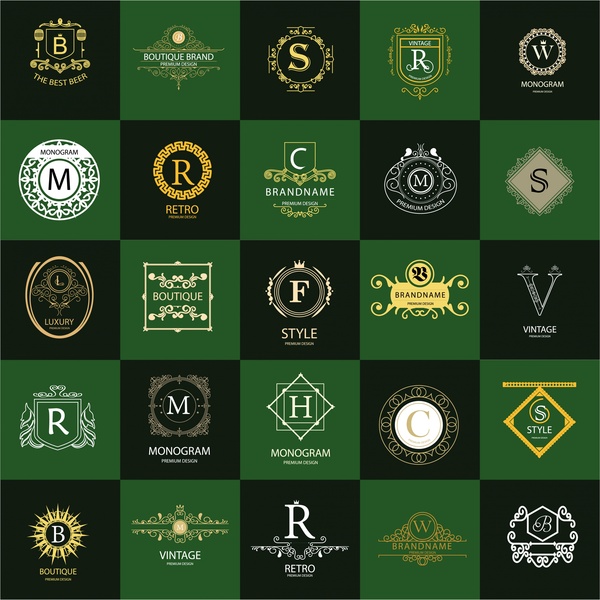 logo design sets with alphabet symbols illustration