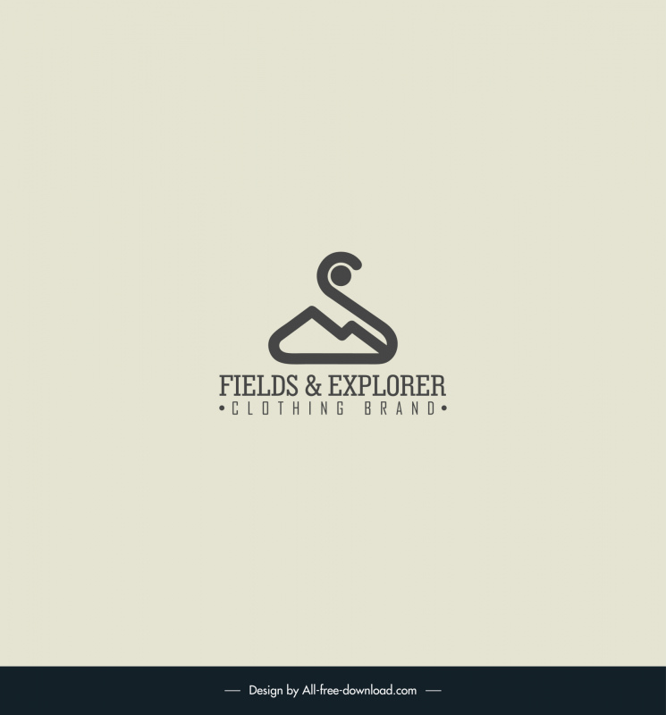 logo designed for my fields explorer clothing brand that has a classic rugged outdoors look something organic and that is inspired by nature and adventure template flat mountain clothes hanger sketch