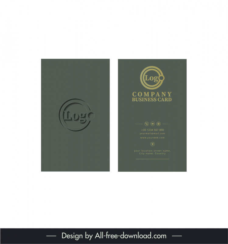 logo embossed business card template dark plain retro design