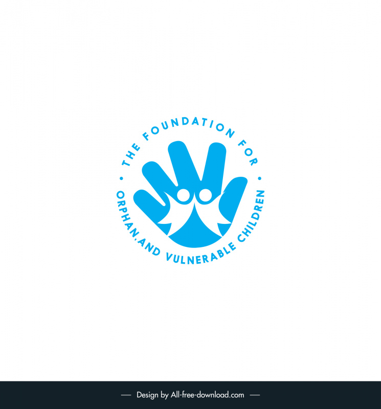 logo foundation for orphan vulnerable children affected and infected by scourge hiv template flat circle design human hand sketch