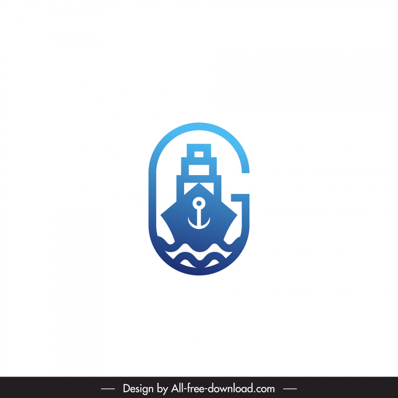 logo g cargo ship template modern flat isolation geometric design
