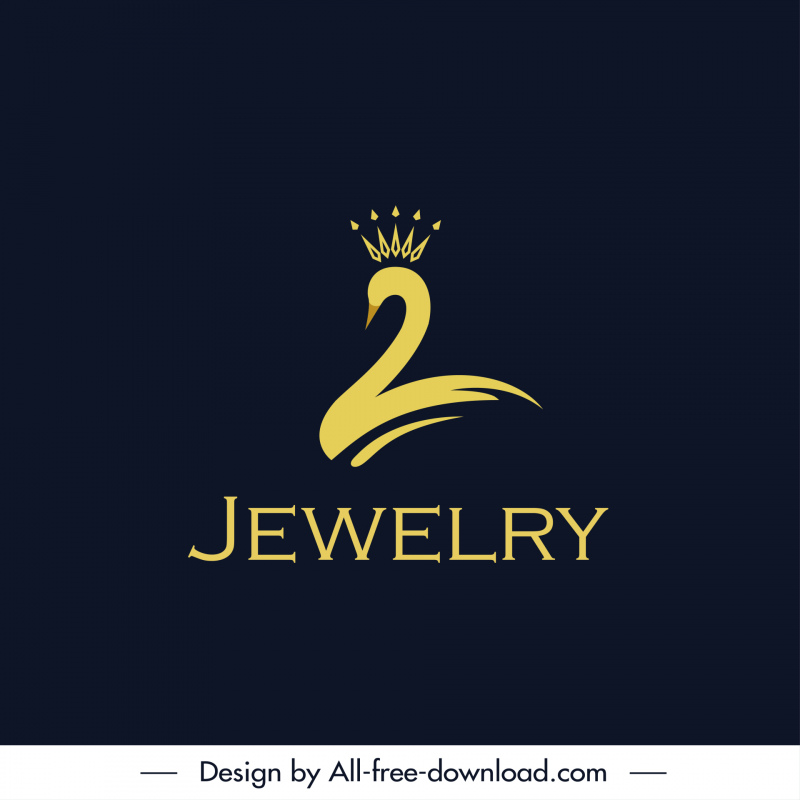 logo jewelry template handdrawn loon sketch flat elegant design 