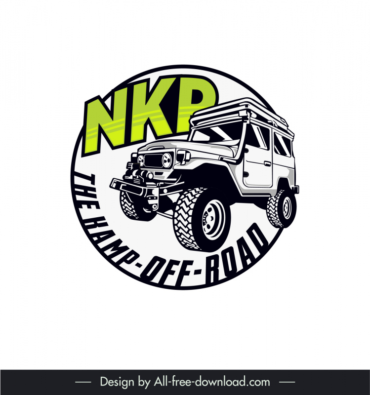 logo nkp the kamp off road template circle isolation car sketch