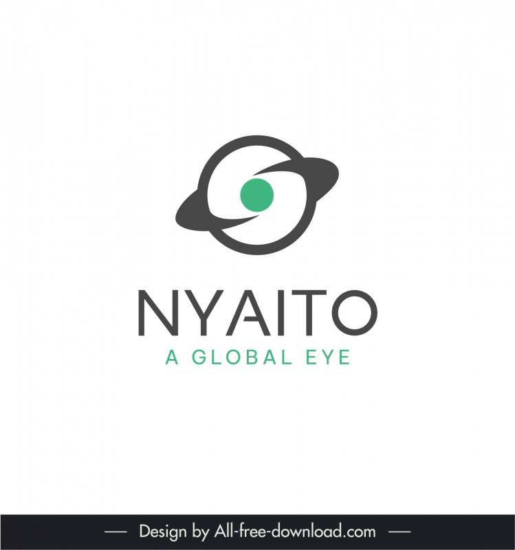 logo nyaito global eye template flat dynamic round curves texts outline 