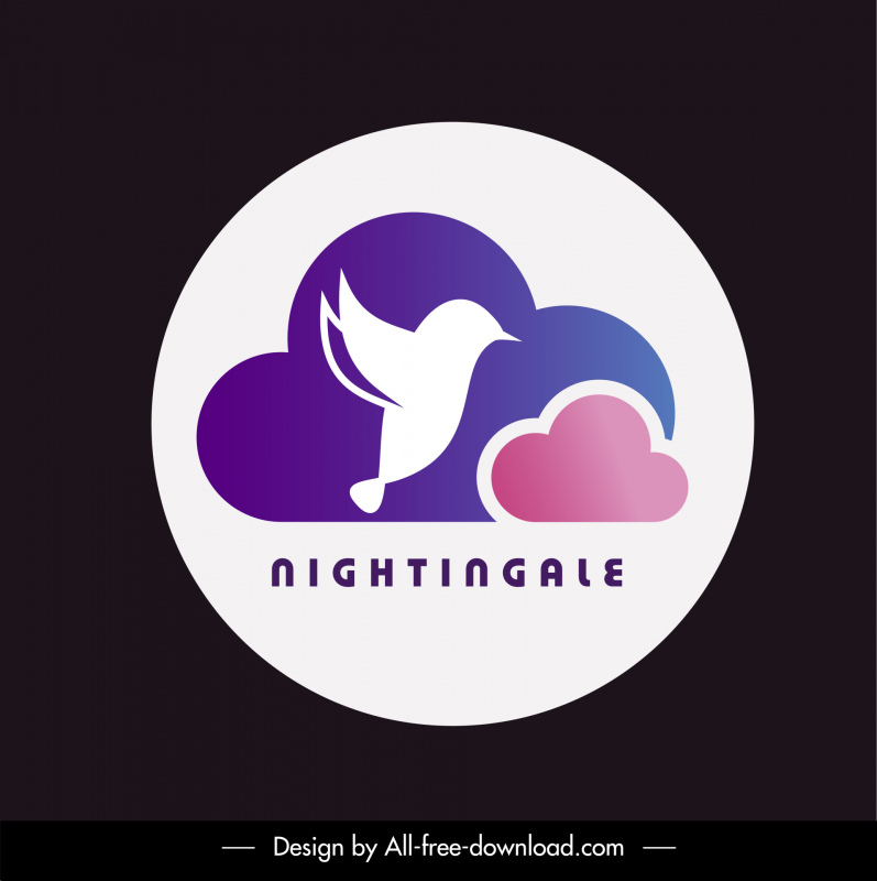 logo of nightingale template flat silhouette bird cloud circle isolation
