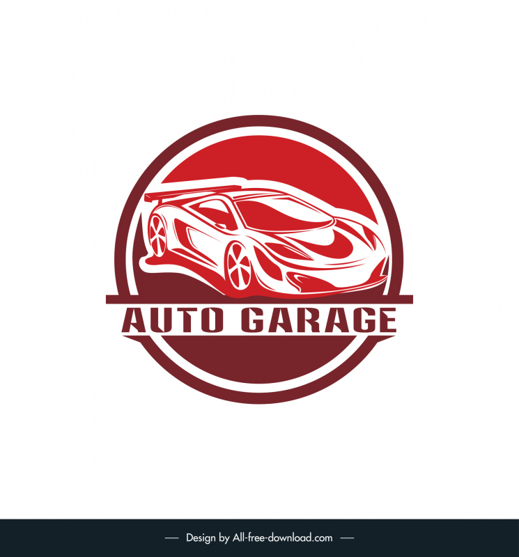 logo of red car automotive business related template flat handdrawn circle isolation design 