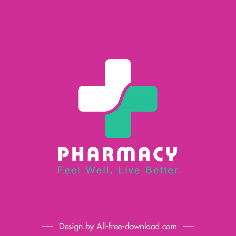 logo pharmacy template symmetric medical cross shape outline elegant modern design 