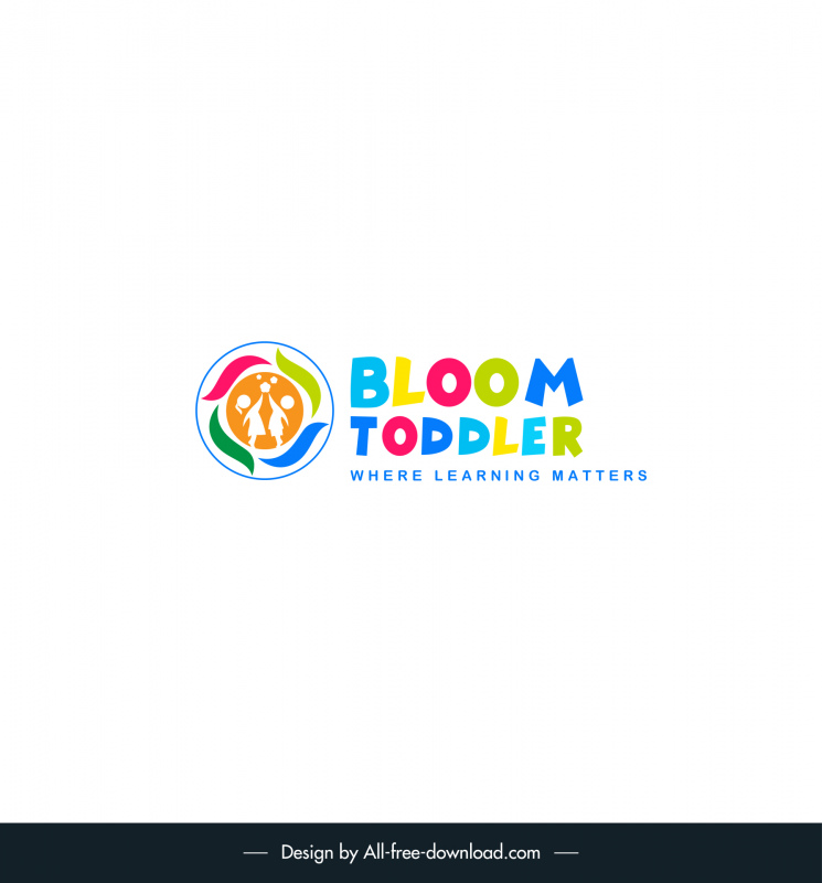 logo preschool template colorful texts circle human icons design