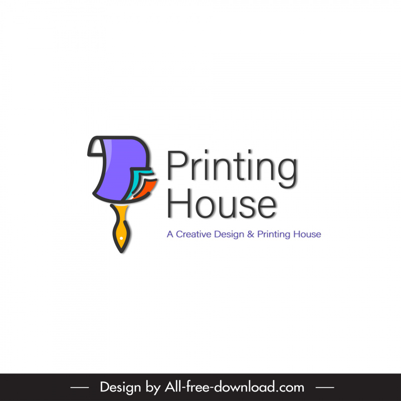 logo printing house template flat papers sketch