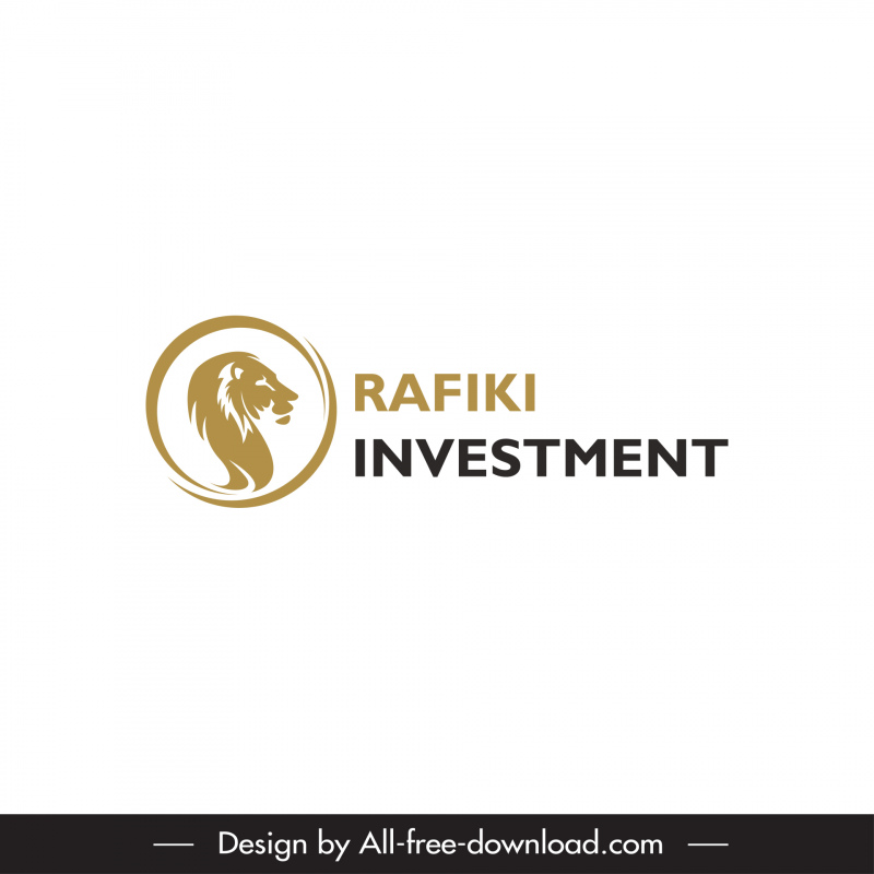 logo rafiki investment template flat silhouette lion head isolation design