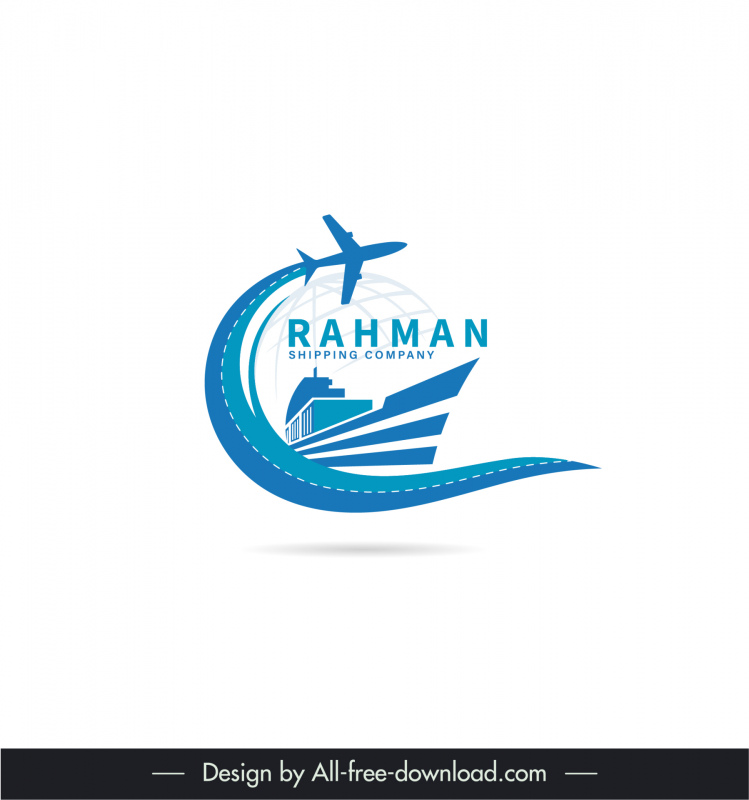 logo rahman template dynamic  airplane vessel globe sketch