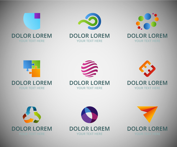 logo set design with colored abstract style