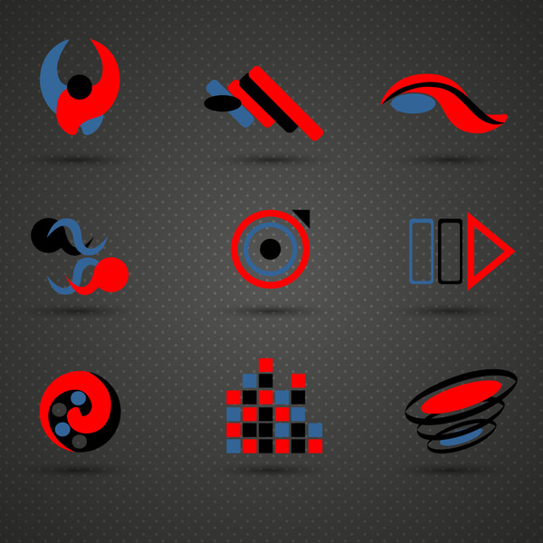 logo sets design with dark red blue black colors