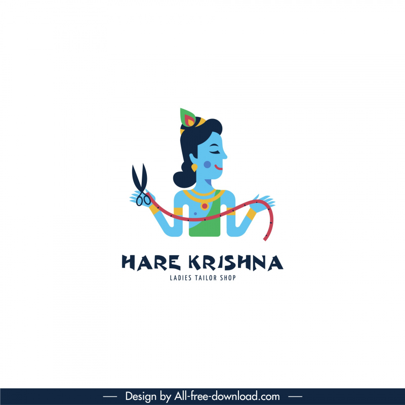 logo tailor shop template hare krishna ladie cartoon 