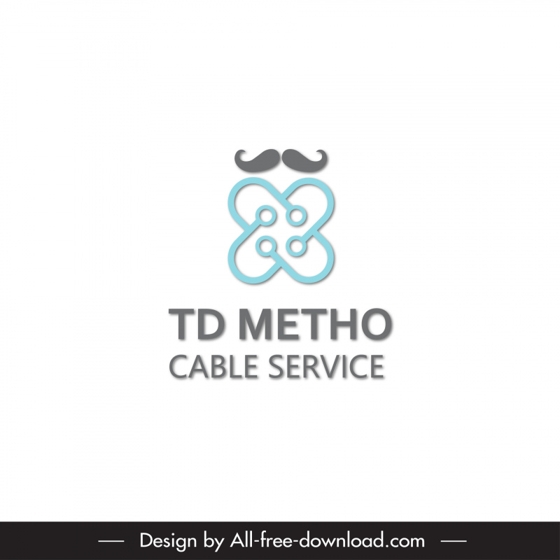 logo td metho cable service template flat symmetric wire moustache outline  