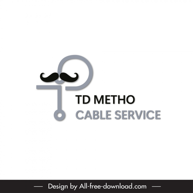 logo td metho cable service template modern flat wire moustache stylized texts outline  