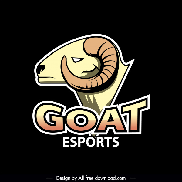 logo template goat head sketch colored flat design