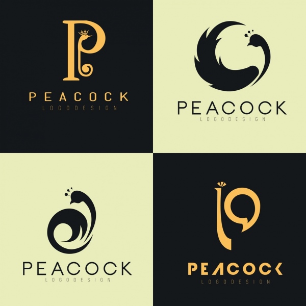 logotypes collection peacock icon decor