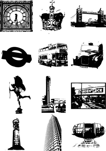 london city silhouette vector elements