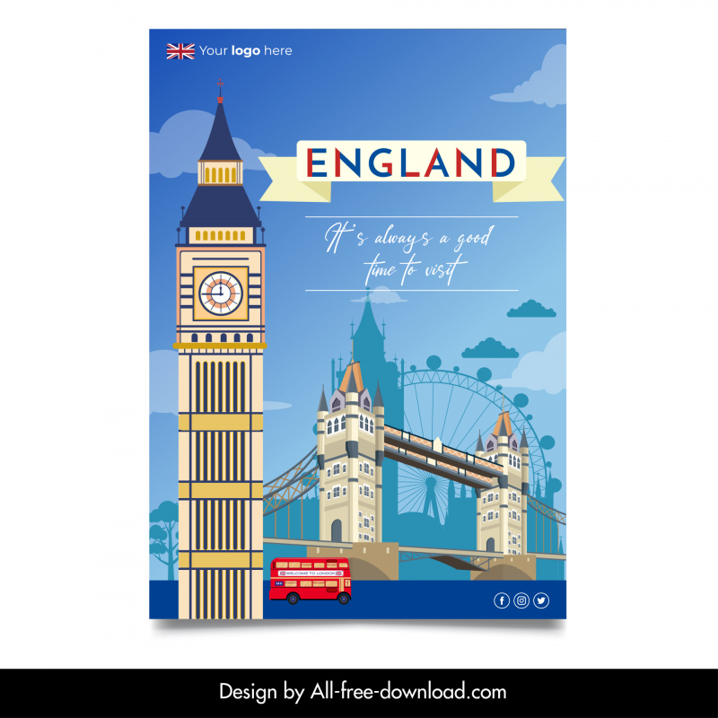 london england poster template elegant city symbols outline 