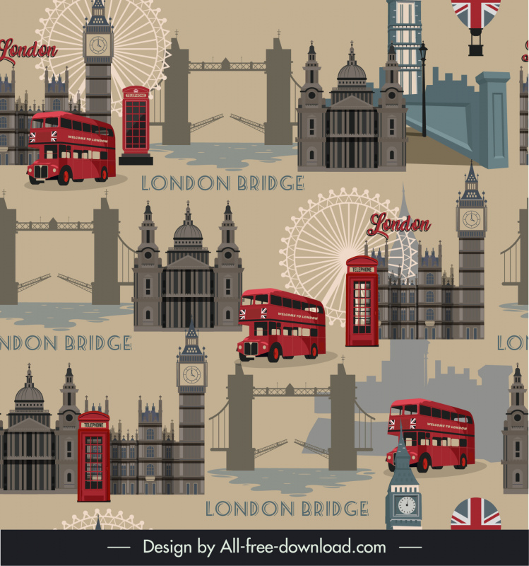 london pattern template flat classical repeating symbols sketch