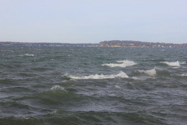 looking across lake mendota on a windy day in madison wisconsin