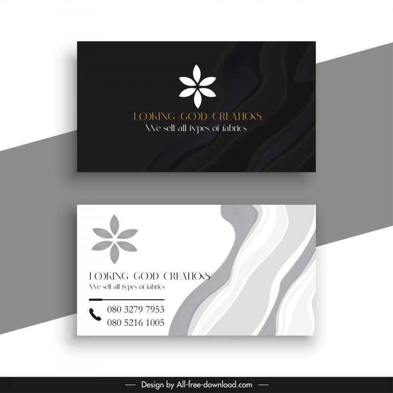 looking good creations business card template black white contrast petal curves decor 