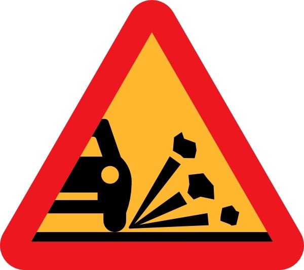 Loose Stones On The Road Roadsign clip art