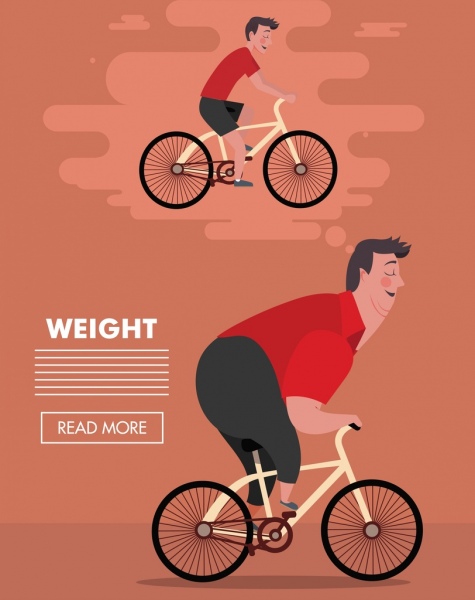 loss weight banner male riding bicycle webpage design