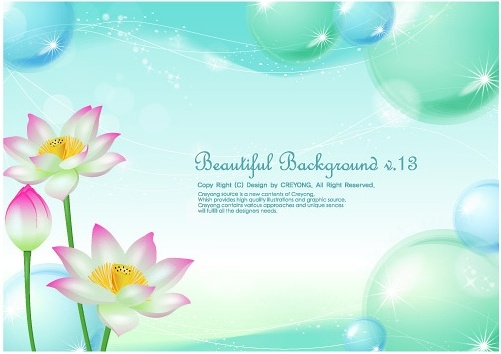 lotus and water bubbles background vector