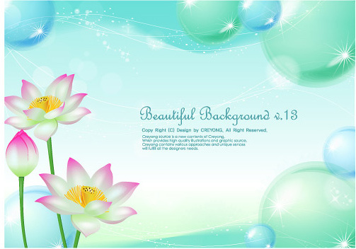 lotus and water bubbles vector graphics