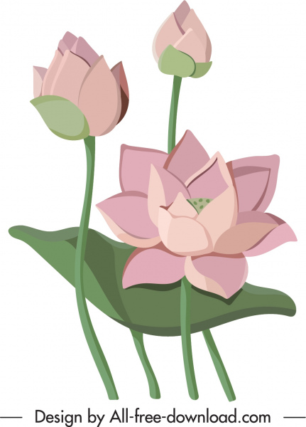 lotus flower painting colored classical design