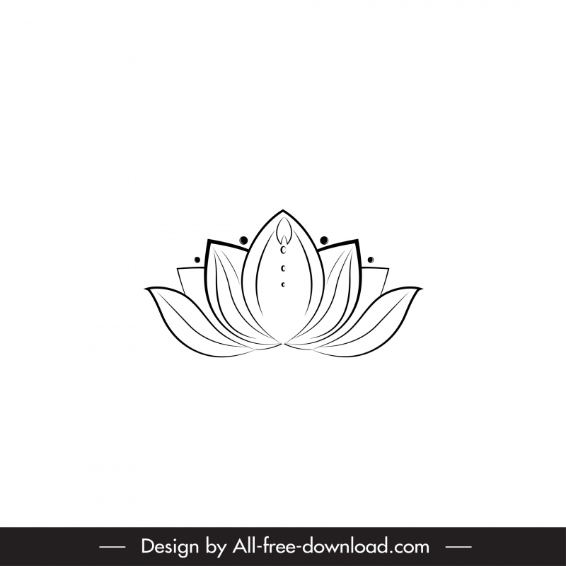 lotus icon black white symmetric handdrawn outline