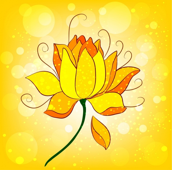 lotus icon sparkling yellow design cartoon sketch
