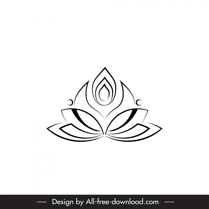 lotus logo template black white flat symmetrical shape outline