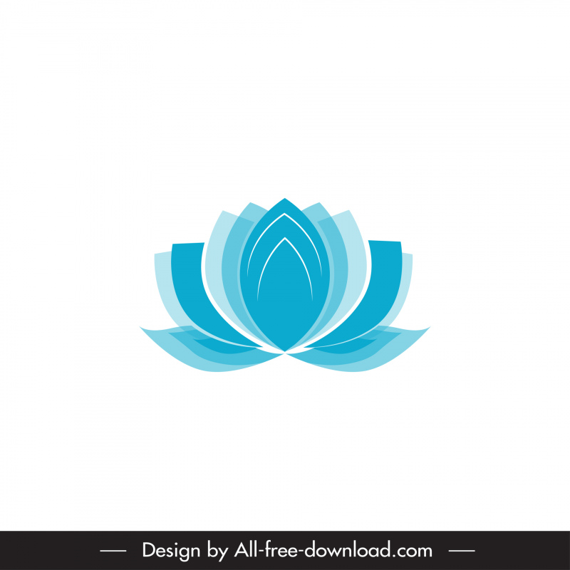 lotus sign icon flat blue booming outline 