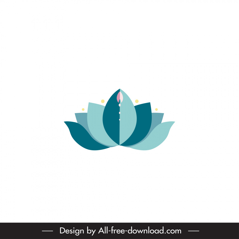 lotus sign icon flat blue symmetric decor